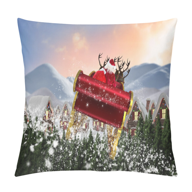 Personality  Composite Image Of Santa Flying His Sleigh Pillow Covers