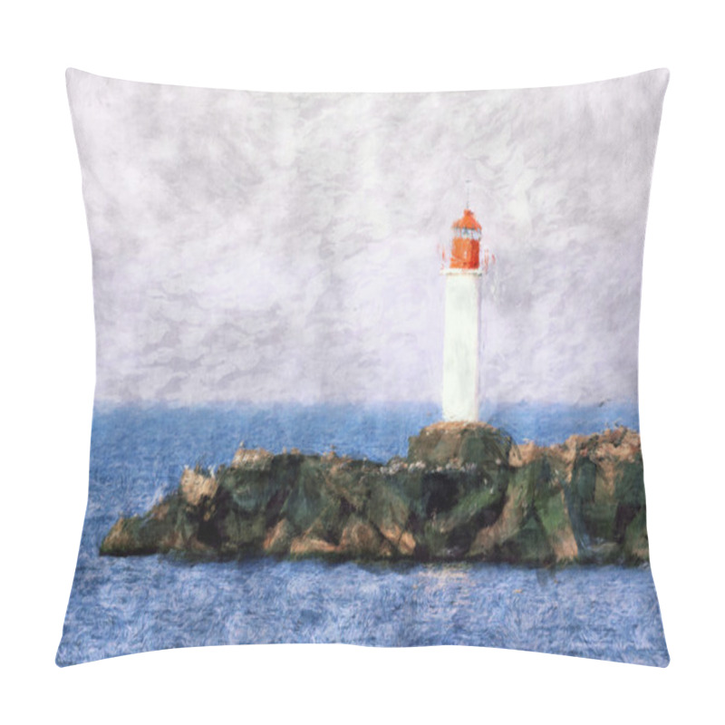 Personality  White Lighthouse Painting Pillow Covers