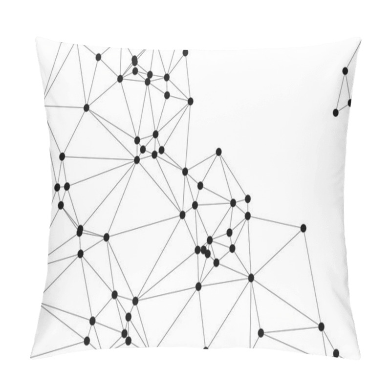 Personality  Abstract Polygonal Mesh With Black Nodes And Thin Lines, Creating A Minimalist Geometric Network Pattern Pillow Covers