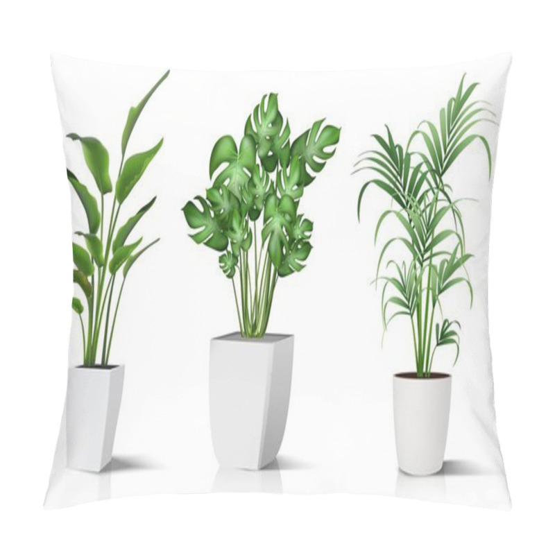 Personality  Collection Of 3d Realistic Vector Icon Illustration Potted Plants For The Interior. Isolated On White Background. Pillow Covers