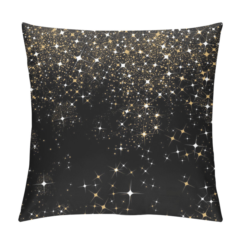 Personality  Falling Stars And Sparkles In White And Gold On A Black Background For The Holiday Season Pillow Covers