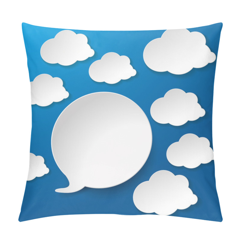 Personality  Speech Bubbles With Clouds Blue Background Pillow Covers