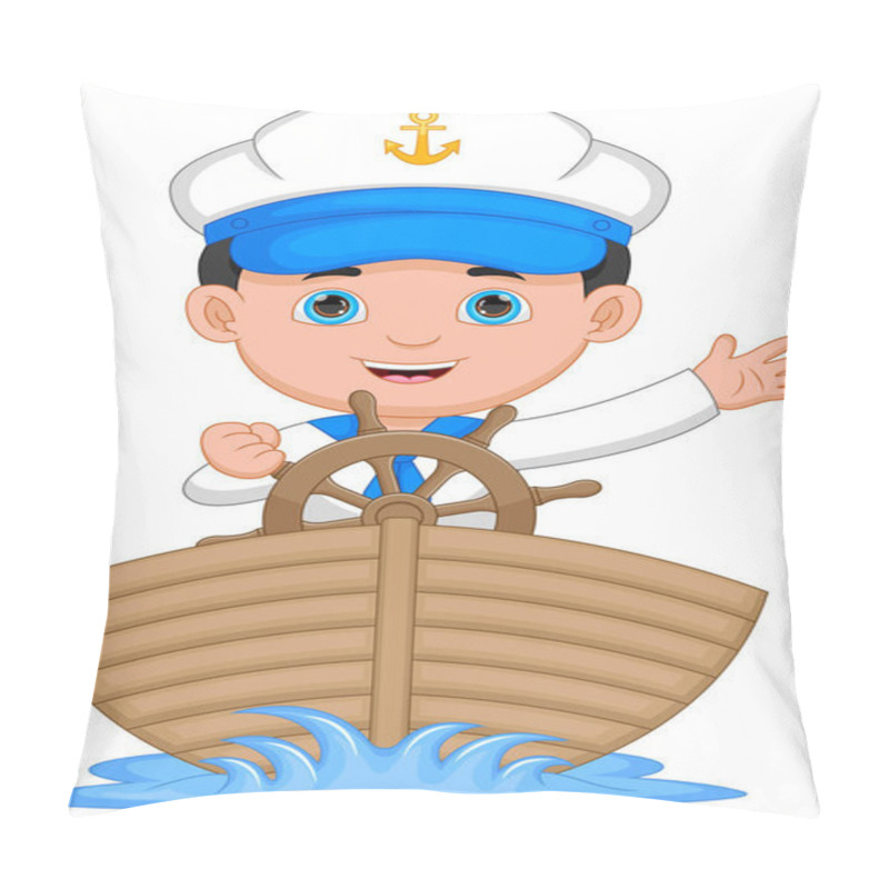 Personality  Cartoon Cute Boy Driving Boat Pillow Covers