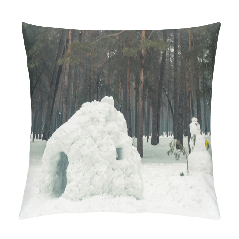 Personality  Winter. Homemade House With Snow Pillow Covers