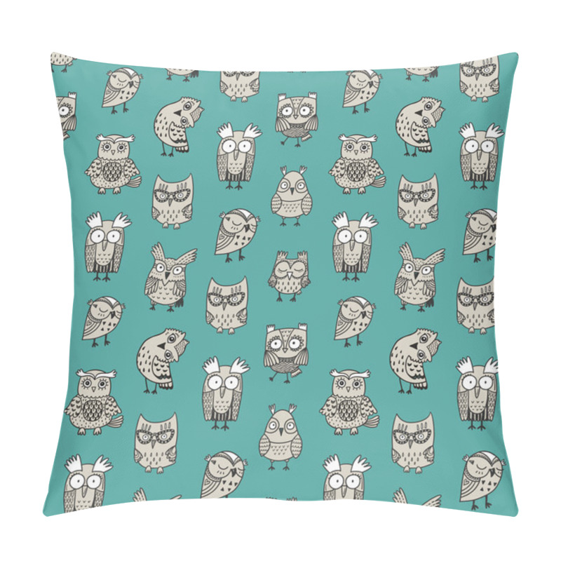 Personality  Seamless Pattern With Funny Owls Pillow Covers