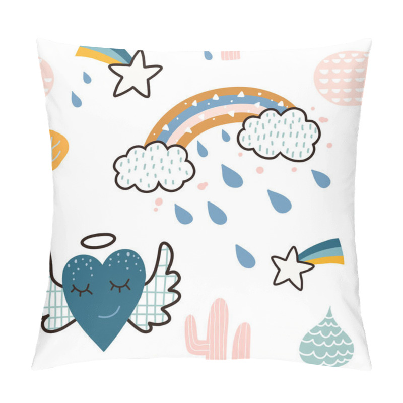 Personality  Childish Seamless Pattern With  Elements. Creative Childish Text Pillow Covers