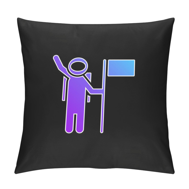 Personality  Astronaut With A Flag Blue Gradient Vector Icon Pillow Covers