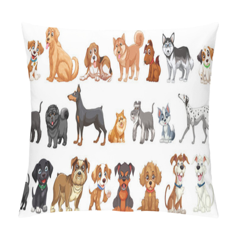 Personality  A Variety Of Cute Cartoon Dogs In Different Poses Pillow Covers