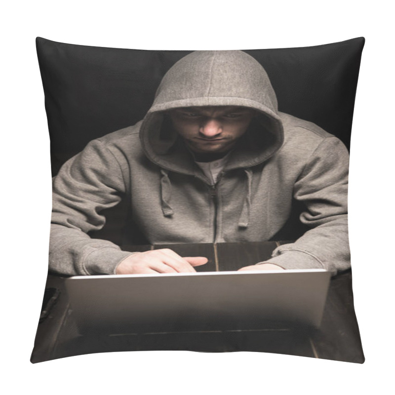 Personality  Hacker Using Laptop  Pillow Covers