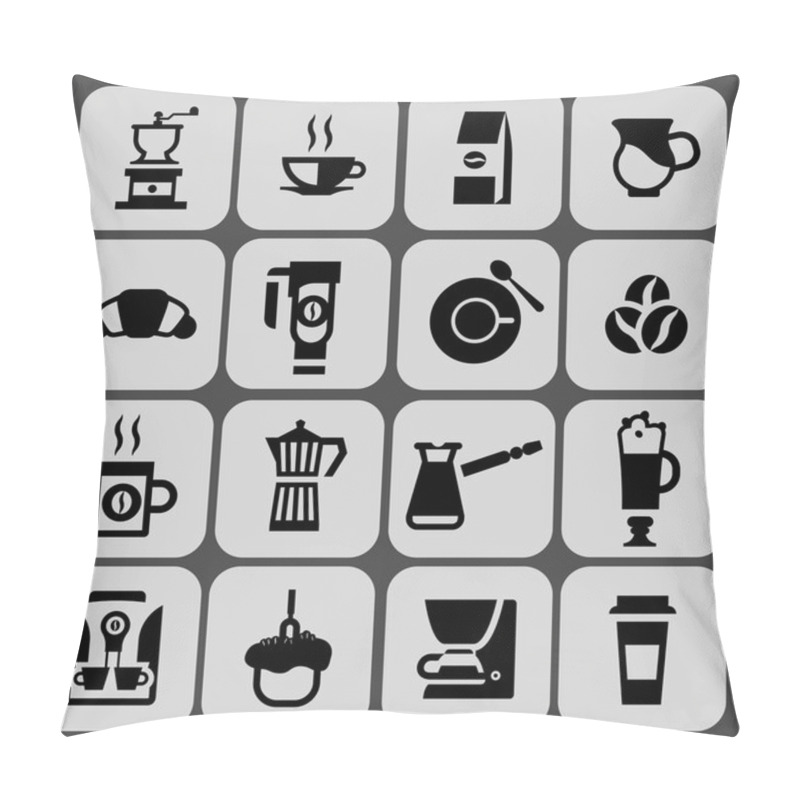 Personality  Coffee Icons Black Set Pillow Covers