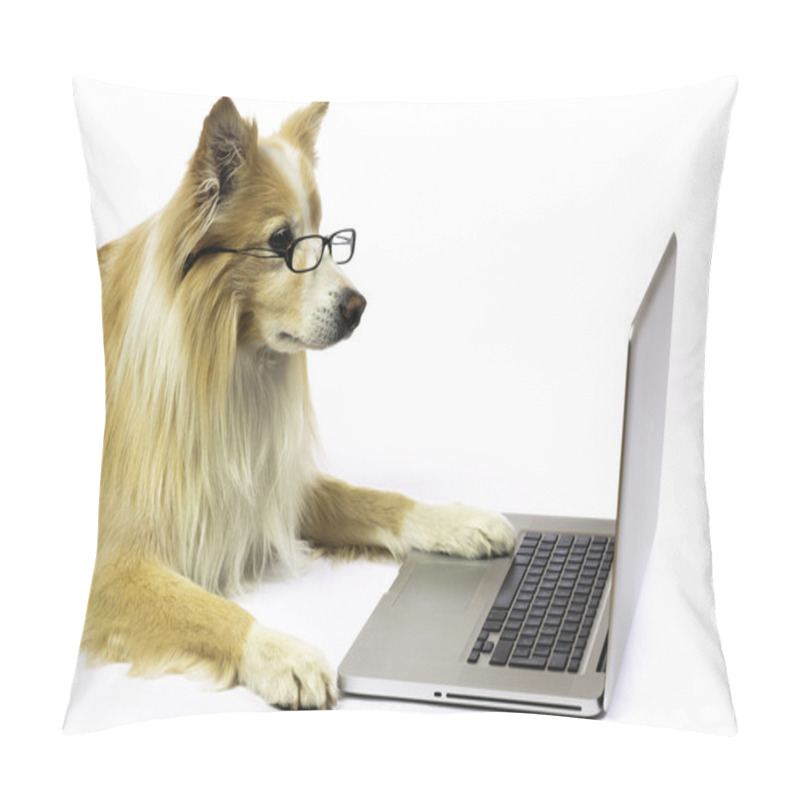 Personality  Dog Working On A Laptop Pillow Covers