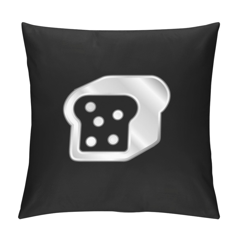 Personality  Bread Piece With Seeds Silver Plated Metallic Icon Pillow Covers