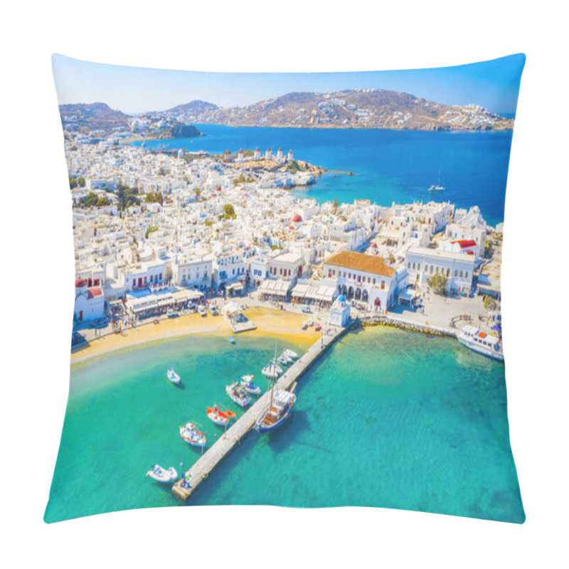 Personality  Panoramic View Of Mykonos Town, Cyclades Islands, Greece Pillow Covers