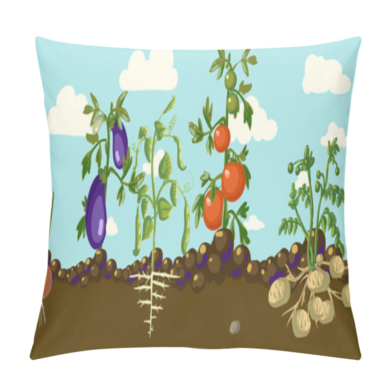 Personality  Stylized Vegetables In A Garden Pillow Covers