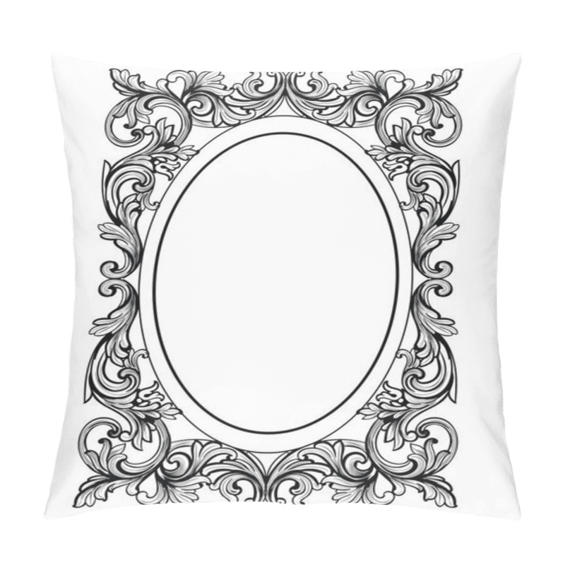 Personality  Vintage Mirror Oval Frame. Vector French Luxury Rich Intricate Ornaments. Victorian Royal Style Decor Pillow Covers