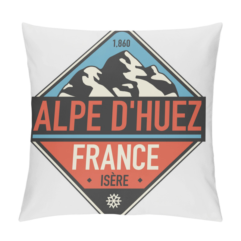 Personality  Abstract Stamp Or Emblem With The Name Of Alpe D'Huez, France, Vector Illustration Pillow Covers