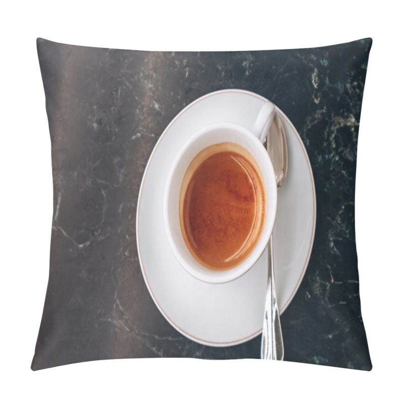 Personality  Top View Of A Cup Of Coffee In An Italian Pastry Shop Pillow Covers