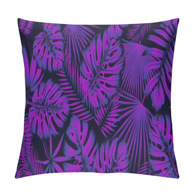 Personality  Trendy Seamless Tropical Pattern With Exotic Leaves In Ultraviol Pillow Covers