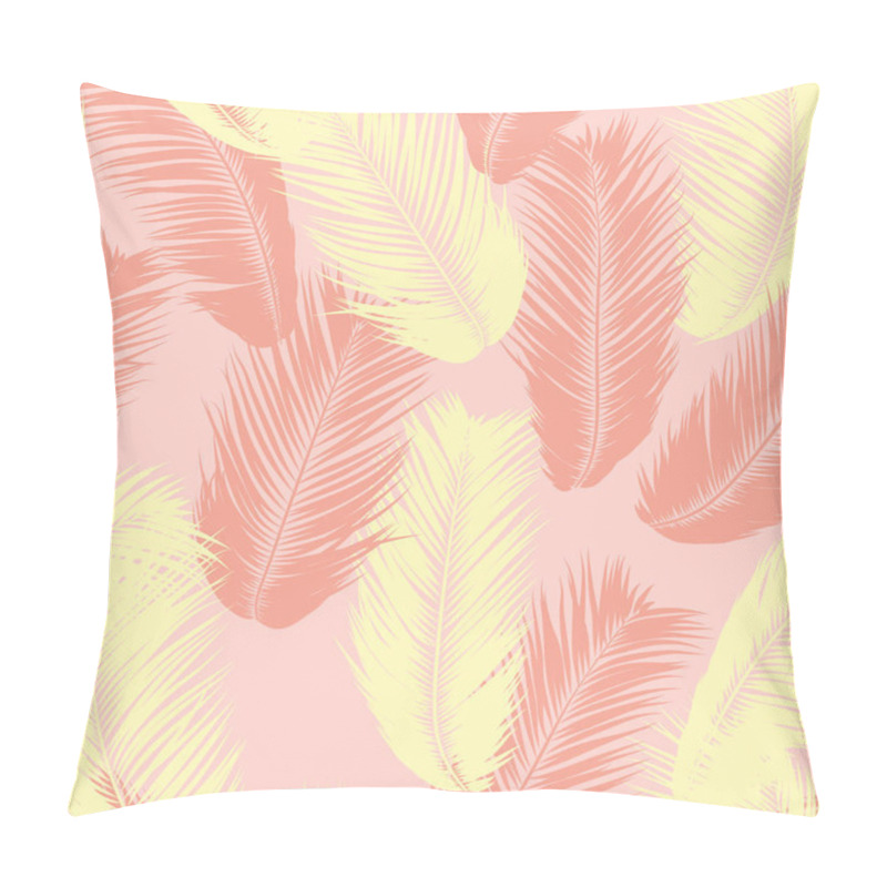 Personality  Tropical Palm Tree Leaves. Vector Seamless Pattern. Simple Silhouette Coconut Leaf Sketch. Summer Floral Background. Jungle Foliage. Trendy Wallpaper Of Exotic Palm Tree Leaves For Textile Design. Pillow Covers