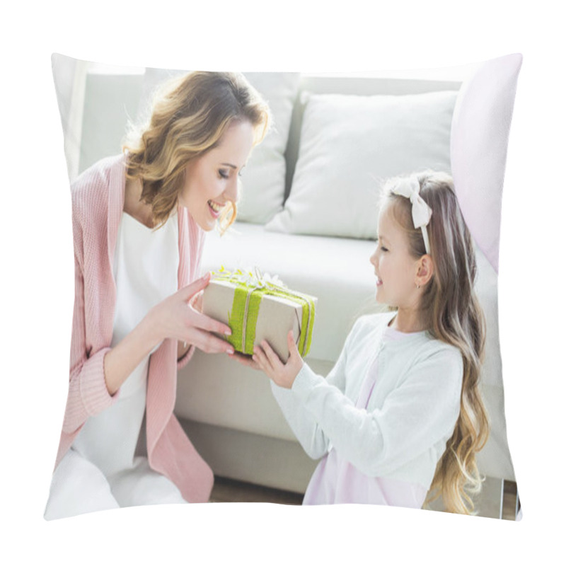 Personality  Girl Presenting Gift To Mother  Pillow Covers