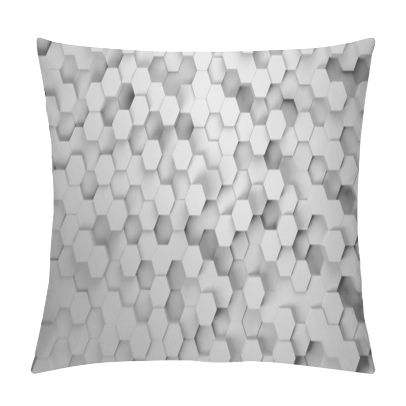 Personality  3D Gray Geometric Hexagon Abstract Background. Moving Wall. Honeycombs. Animation Loop 4. 3d Rendering Pillow Covers