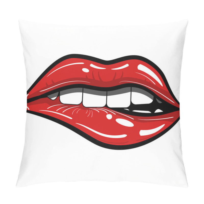 Personality  Red Lips Passionate Biting Isolated Pillow Covers