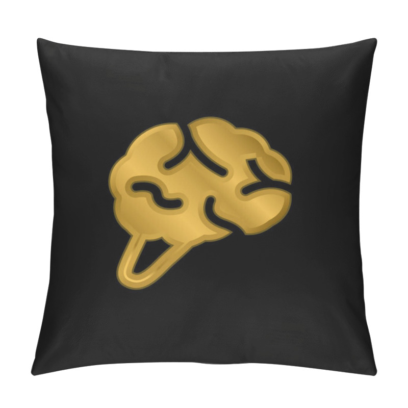 Personality  Brain Gold Plated Metalic Icon Or Logo Vector Pillow Covers