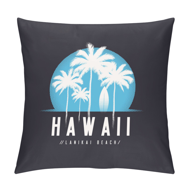 Personality  Hawaii Lanikai Beach Tee Print With Palm Trees, T Shirt Design,  Pillow Covers