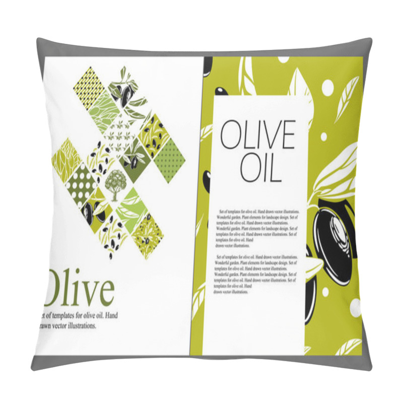 Personality  Templates For Olive Oil. Backgrounds For Covers, Flyers, Banners And Posters. Hand Drawn Vector Illustrations. Pillow Covers