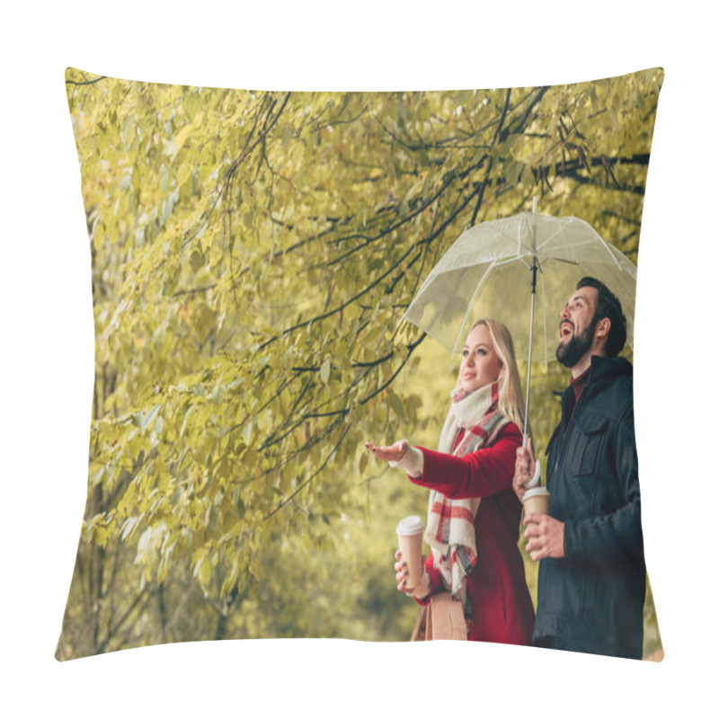 Personality  Couple With Umbrella In Autumn Park Pillow Covers