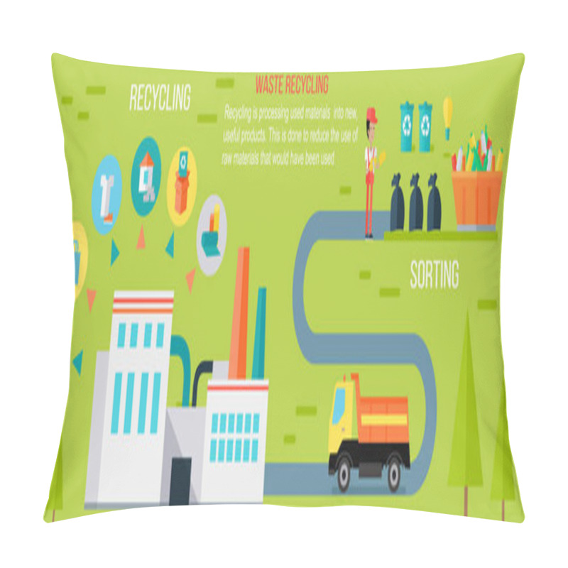 Personality  Waste Recycling Infographic Vector Concept. Pillow Covers