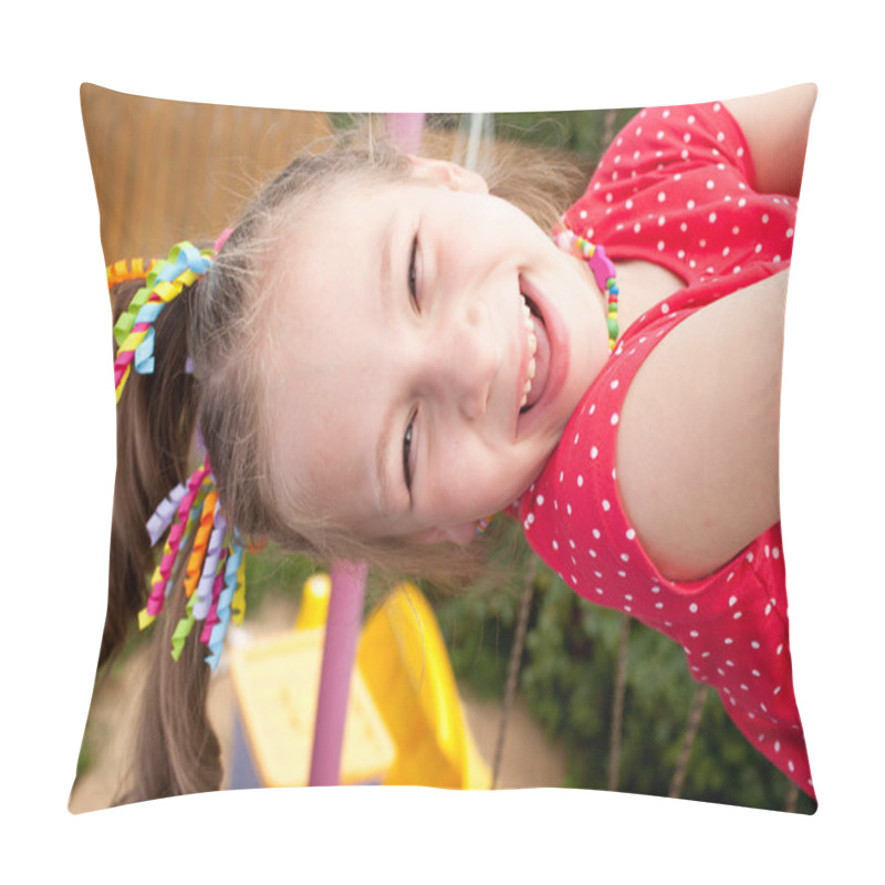 Personality  Frisky Girl Plays On The Playground Pillow Covers