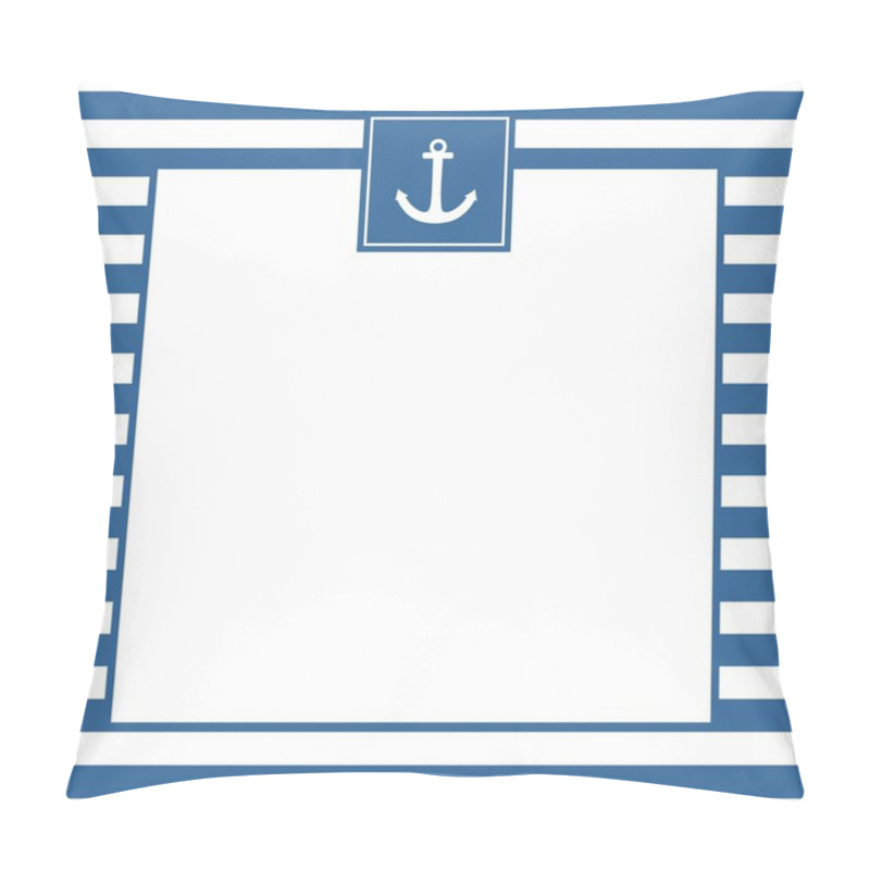 Personality  Nautical Vector Card Or Invitation With Anchor, Blue Background And White Stripes Pillow Covers