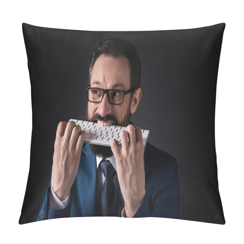 Personality  Businessman Biting Keyboard Pillow Covers