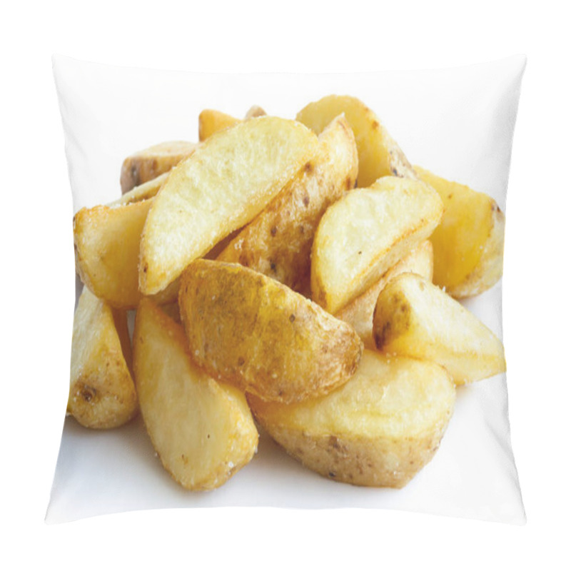 Personality  Heap Of Fried Potato Wedges Isolated On White. Pillow Covers