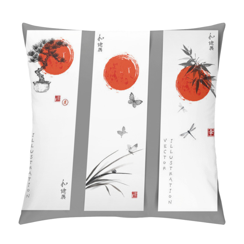 Personality  Sun, Bonsai Tree, Butterflies And Leaves Pillow Covers