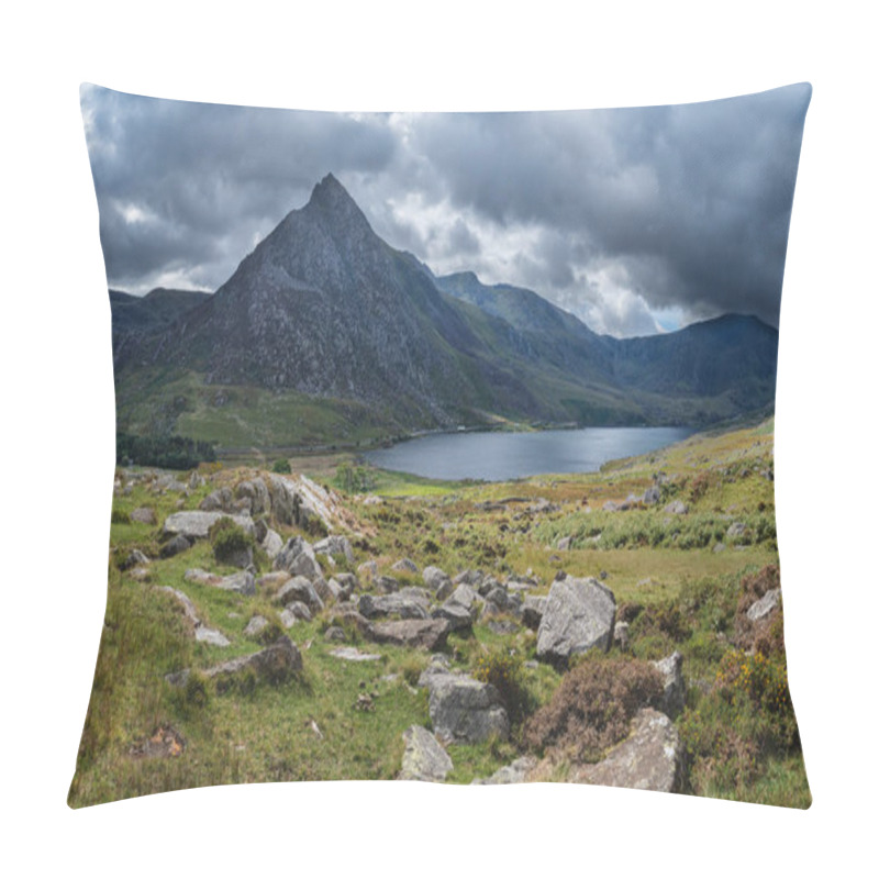 Personality  Beautiful Panoramic Landscape Image Of Countryside Around Llyn Ogwen In Snowdonia During Early Autumn With Tryfan In Background Pillow Covers