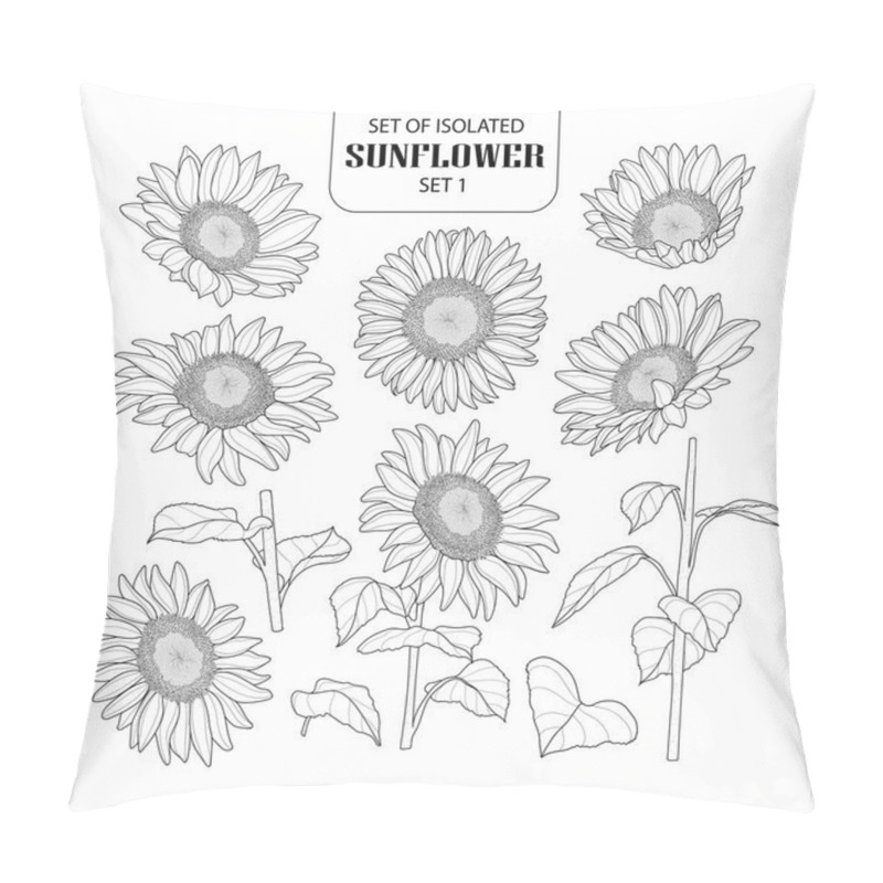 Personality  Set Of Isolated Sunflower Set 1. Pillow Covers