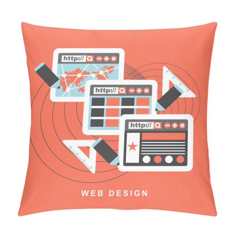 Personality  Flat Design Concept F Web Design Pillow Covers