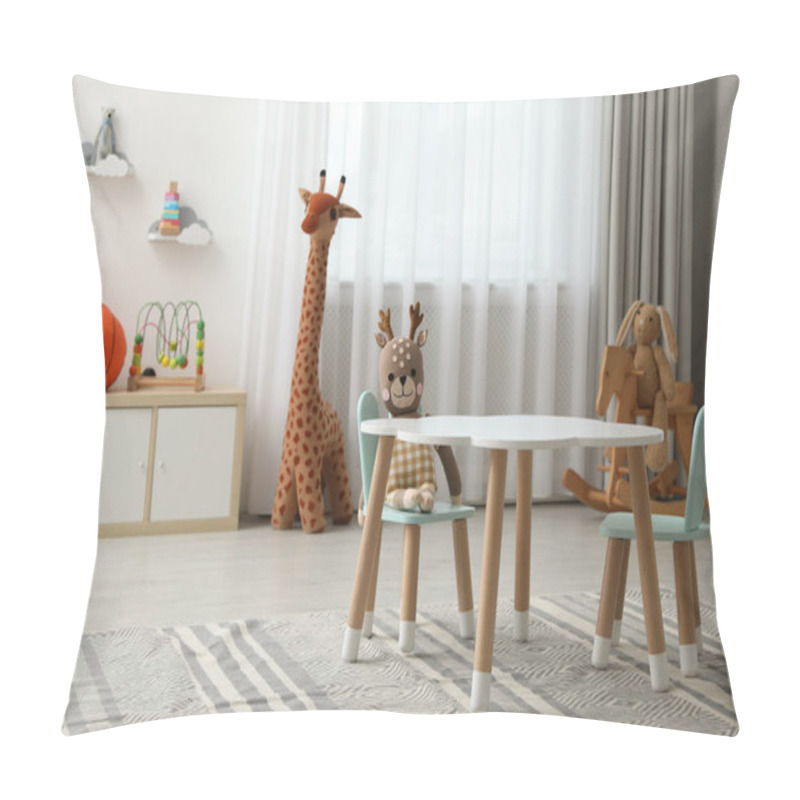 Personality  Child's Room Interior With Stylish Table, Chairs And Toys Pillow Covers