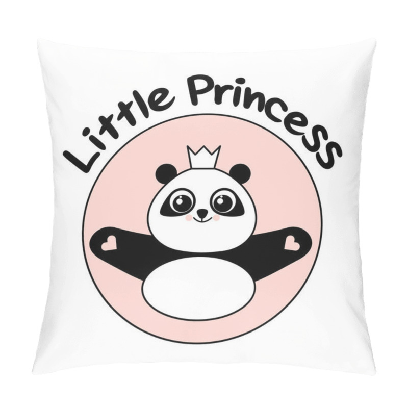 Personality  Cute Panda With A Crown. Little Princess Logo. Vector Illustration Isolated On White Background. Pillow Covers