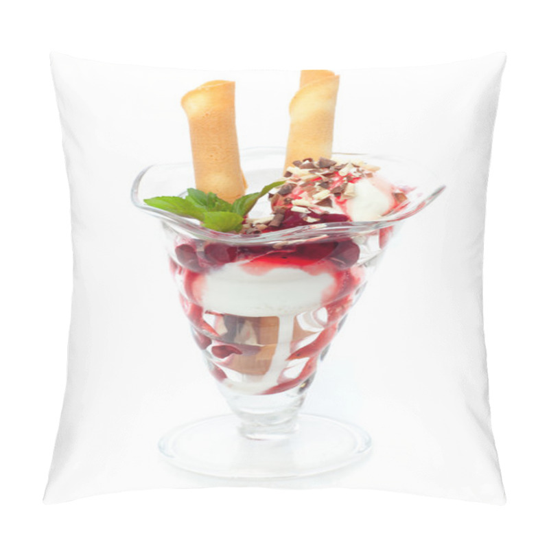 Personality  Delicious Ice Cream With Berry Jam And Mint Leaves Pillow Covers