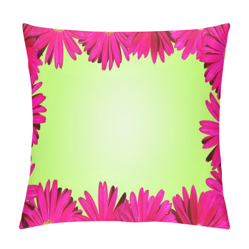 Personality  Pink Daisies Border Over Green Pillow Covers