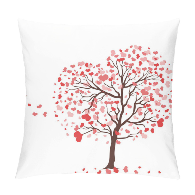 Personality  Tree With Leaves In The Shape Of Hearts Isolate On A White Background. Vector Graphics Pillow Covers