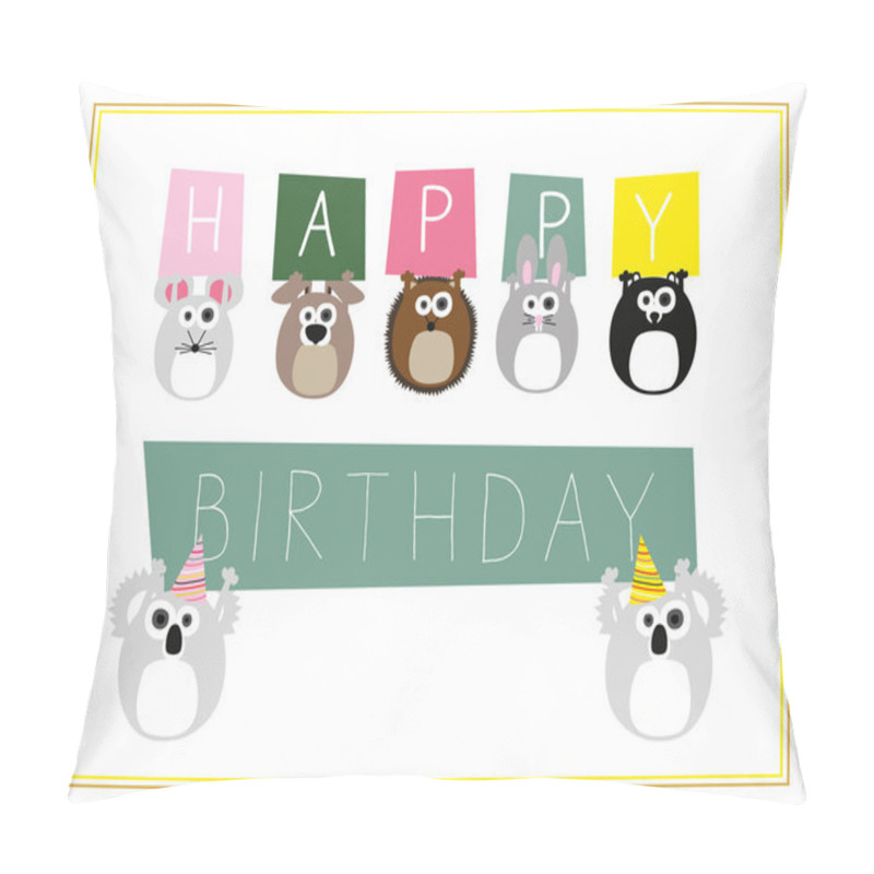 Personality  Wild Animals Holding Up Signs Wishing A Happy Birthday. Pillow Covers