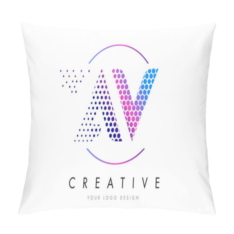 Personality  AV A V Pink Magenta Dotted Bubble Letter Logo Design Vector Pillow Covers