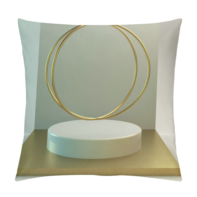 Personality  Scene With Geometric Simple Shapes. Golden Podium, Soft Light. 3d Illustration Pillow Covers