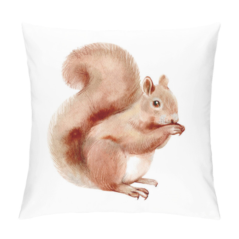 Personality  Watercolor Winter Forest Wild Animal. Squirrel. Painted Isolated Hand Drawn Illustration. Pillow Covers