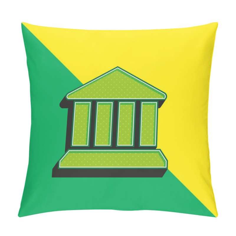 Personality  Bank Green And Yellow Modern 3d Vector Icon Logo Pillow Covers