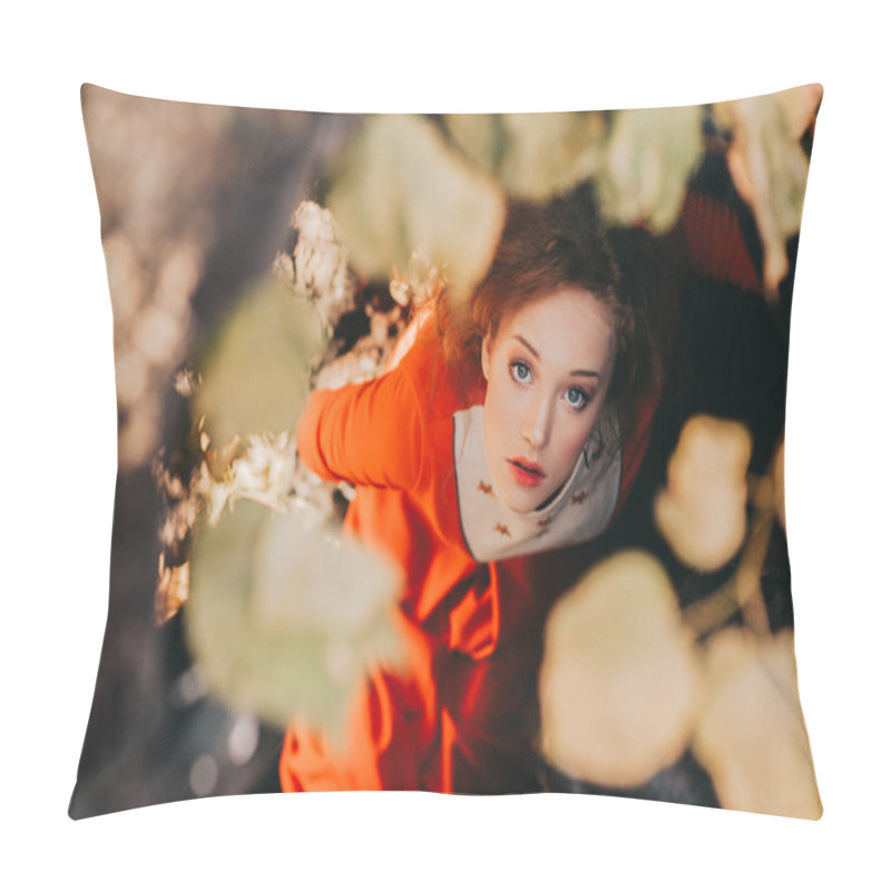 Personality  Redhead Girl In Mysterious Forest Pillow Covers